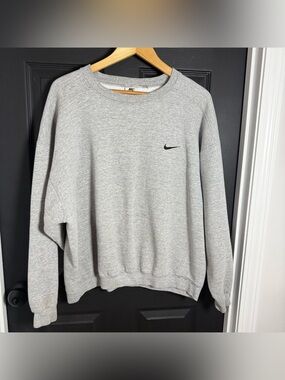 Vintage Nike Gray Crewneck Sweatshirt with Black Swoosh